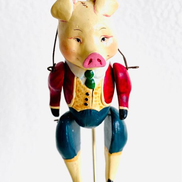 Rare 1980 Jointed Dapper Pig Ornament THC Taiwan Vintage - Picture 5 of 9